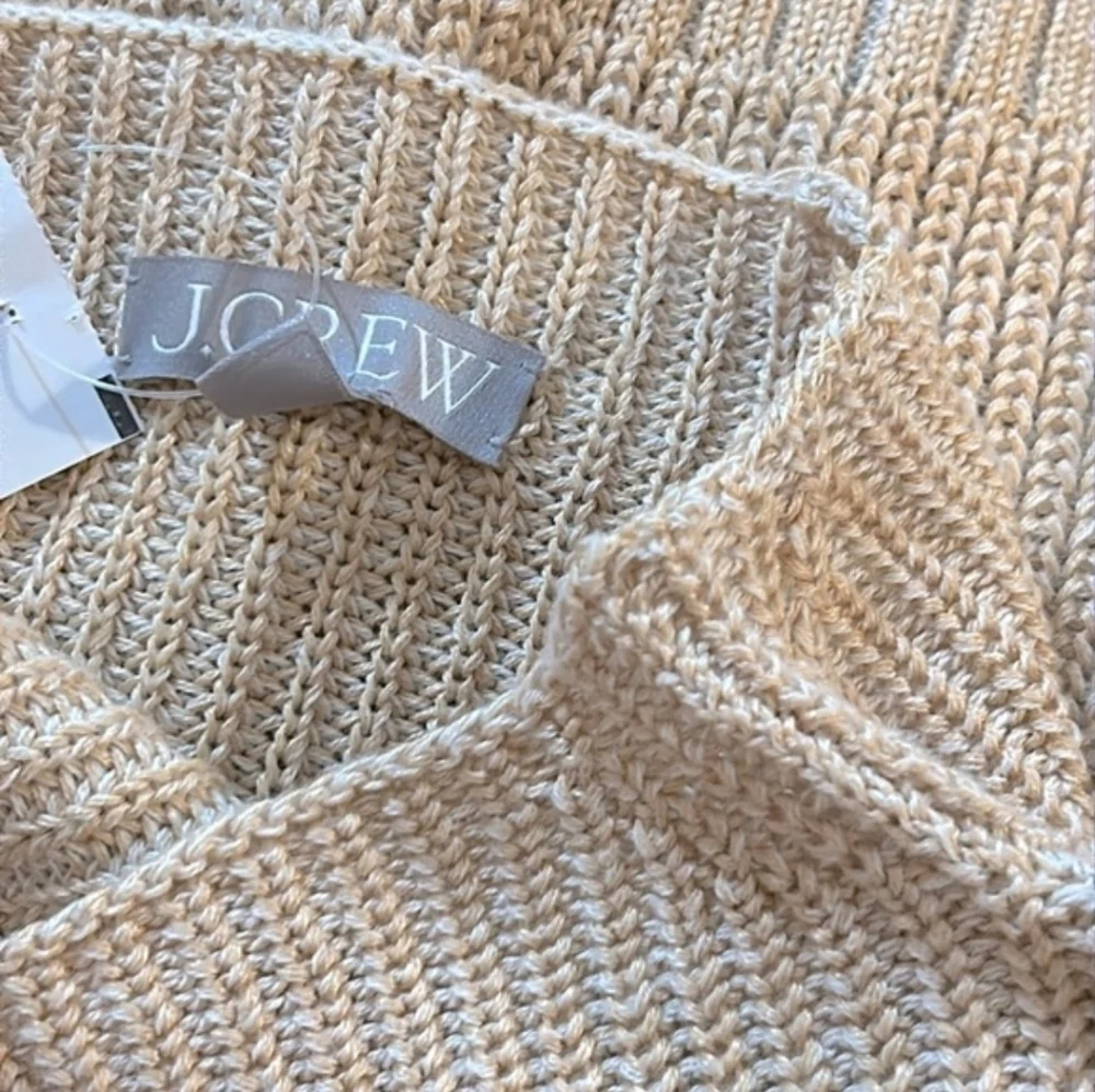 J. Crew Ribbed funnel neck sweater  linen cotton blend Soft Khaki Bone XXS NWT